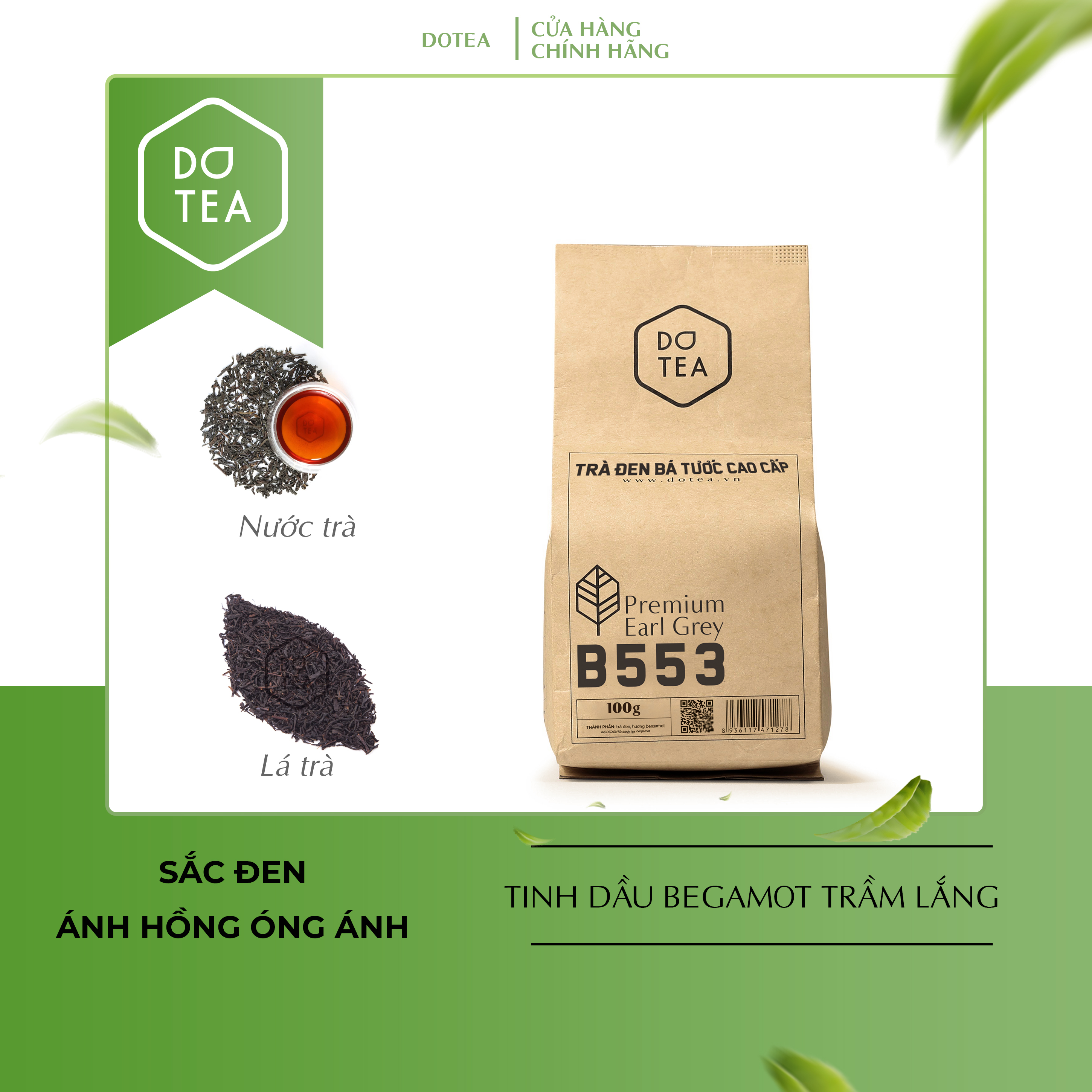 Trà Đen Bá Tước Cao Cấp B553 Dotea 500g/ 100g - Vị Thơm Tao Nhã Hương Bergamot Nồng Nàn