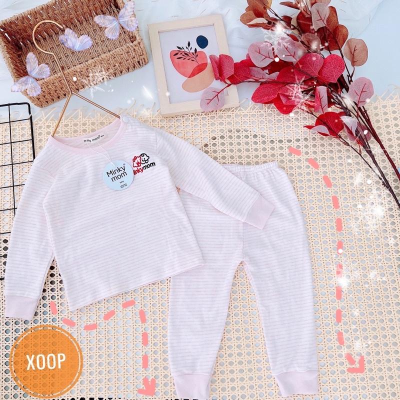 Bộ dài tay cotton xốp có cúc vai thêu minkymom cho bé