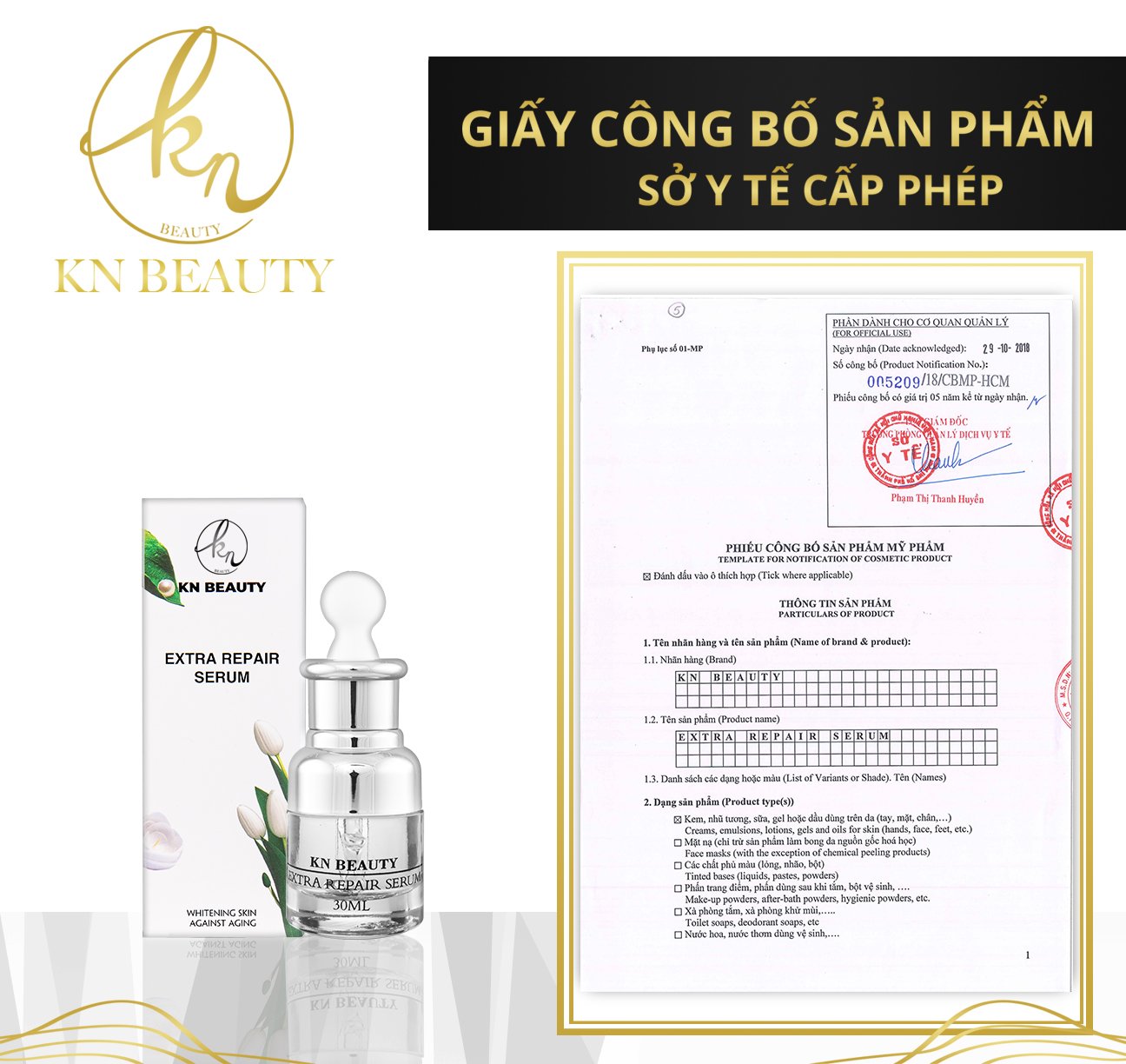 Bộ 2 sản phẩm Trắng Da Ngừa Nám KN Beauty chuyên sâu: Kem dưỡng 25g + Serum 30ml