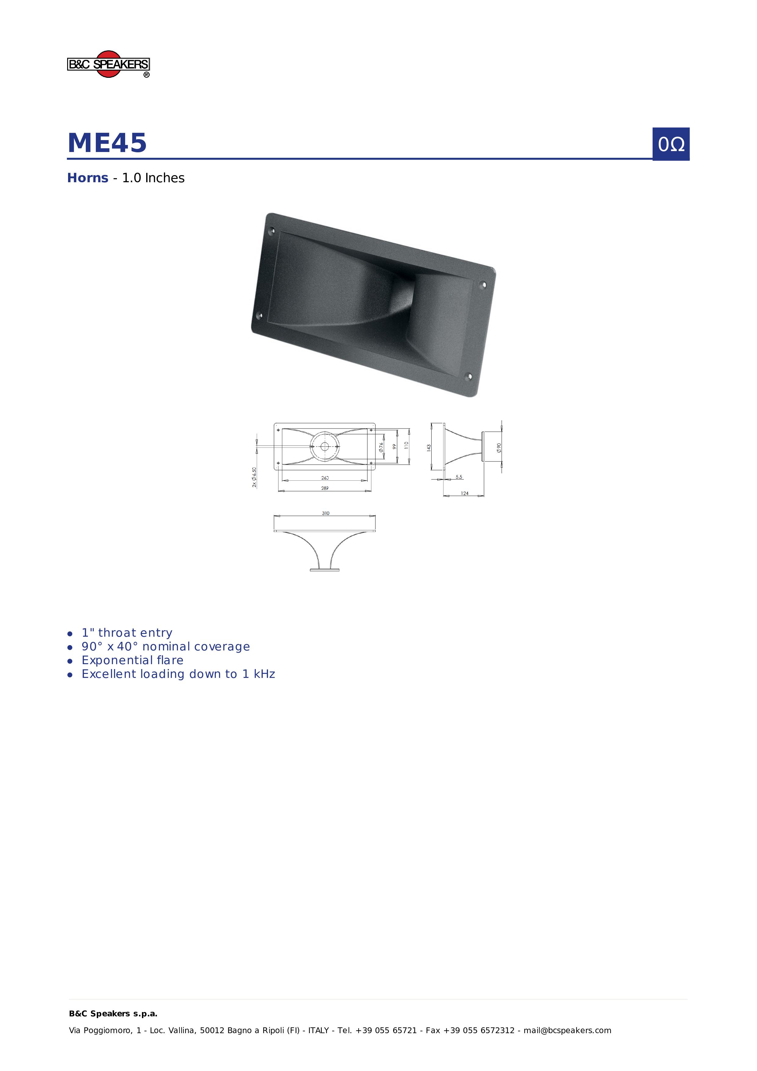 Họng Loa Treble B&C SPEAKERS ME45 – Hàng Chính Hãng