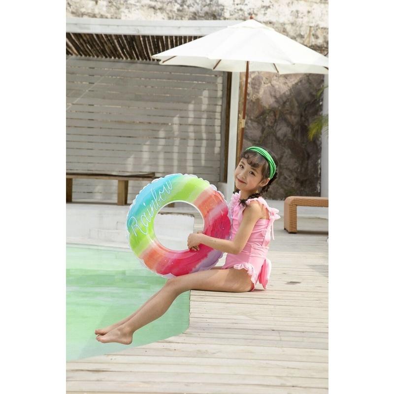 Vòng tròn bơi cầu vồng mới Vòng bơi PVC bơm hơi cho trẻ em Hồ bơi dành cho người lớn Hồ bơi ghế nổi Đồ chơi bên bãi biển mùa hè