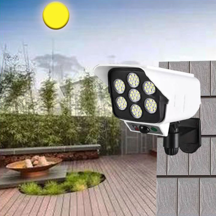 Đèn LED cảm ứng năng lượng mặt trời (mô hình camera chống trộm)- Hàng Nhập Khẩu