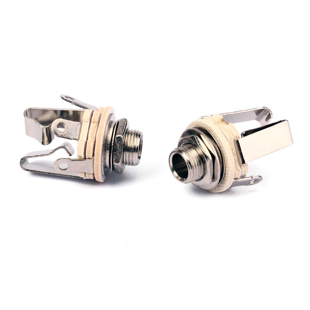 Pack of 6 Stereo Electric Guitar Jack 1/4" 6.35mm Stereo Plug Sockets Nickle
