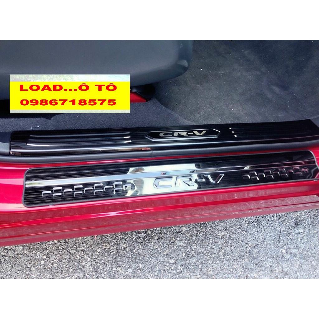 Ốp Bậc Cửa, Nẹp Bước Chân Xe Honda CRV 2023-2018 Trong, Ngoài Vân Titan Xước Cao Cấp