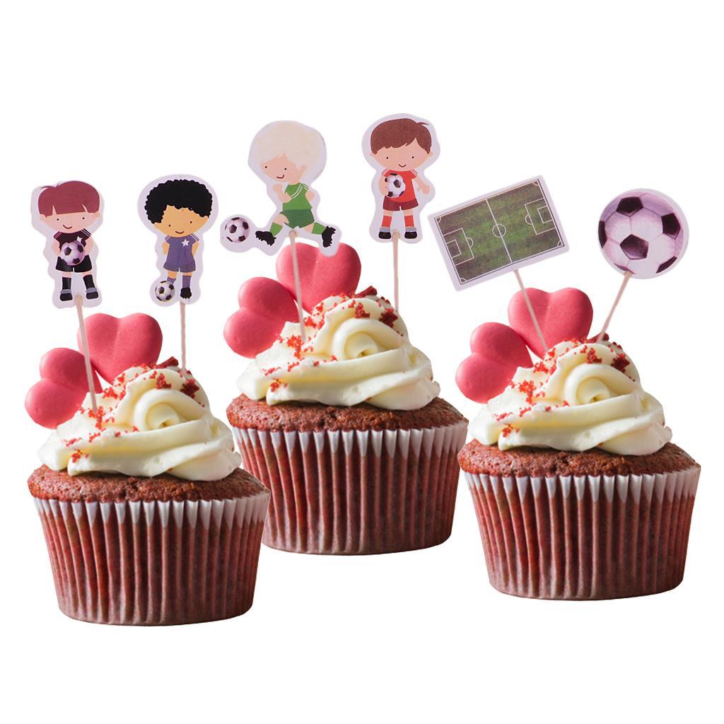 2x Set of 24 Football Cake Cupcake Decorative Cupcake Topper for Kids Birthday Party Themed Shower