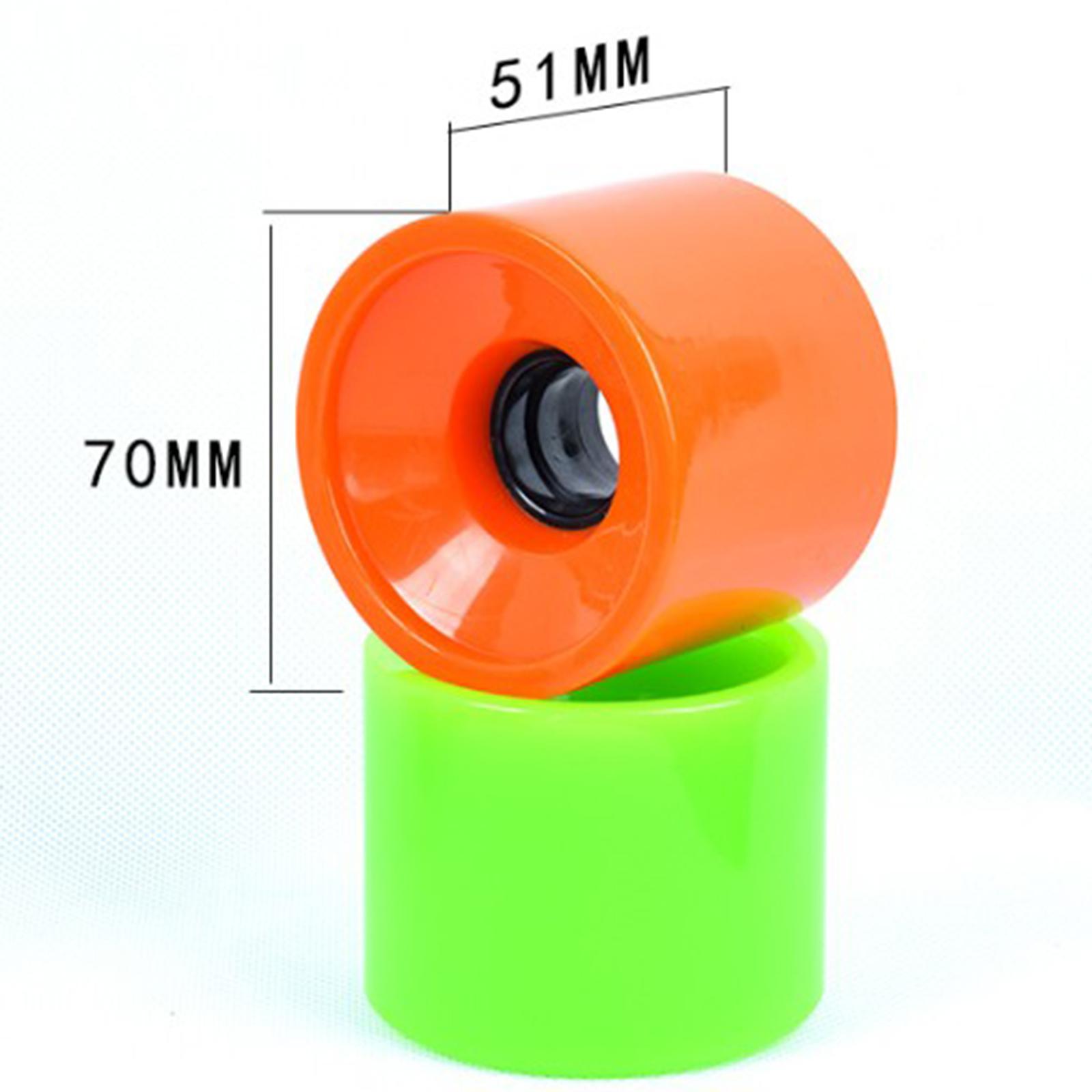 4pcs/Pack 70mm Longboard PU Wheel Replacement Skateboard 78A Hardness Wheels Cruising Wheel ABEC-9 Bearings Outer Cover