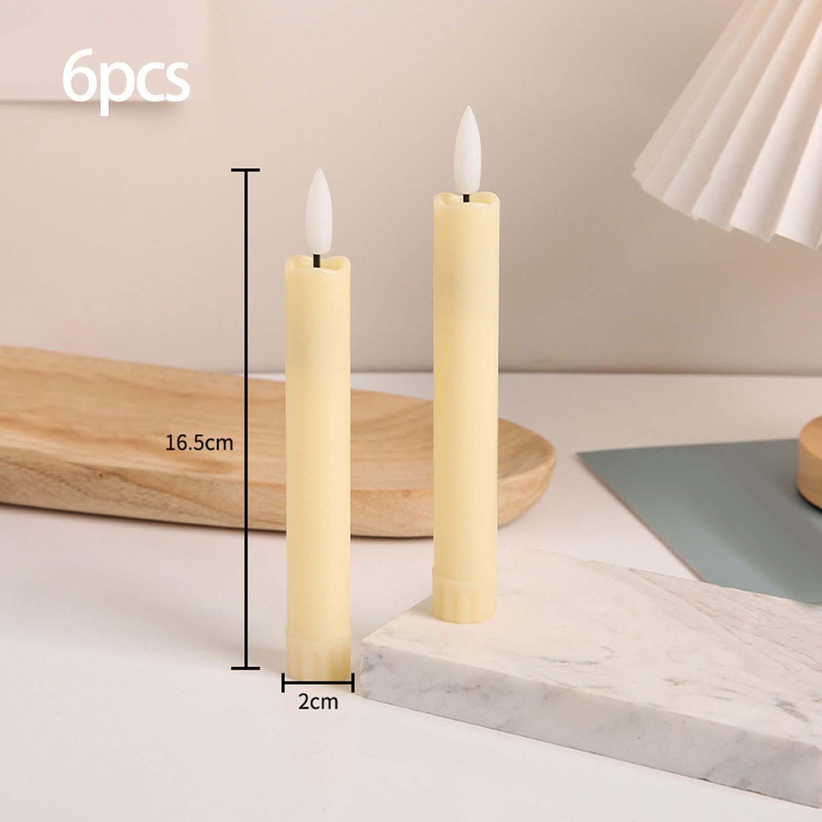 6x LED Pillar Candles Decorative Candles Electric Candles Decoration 3D Wick Candles Flicker Taper Candles for Birthday Hotel Party Festival