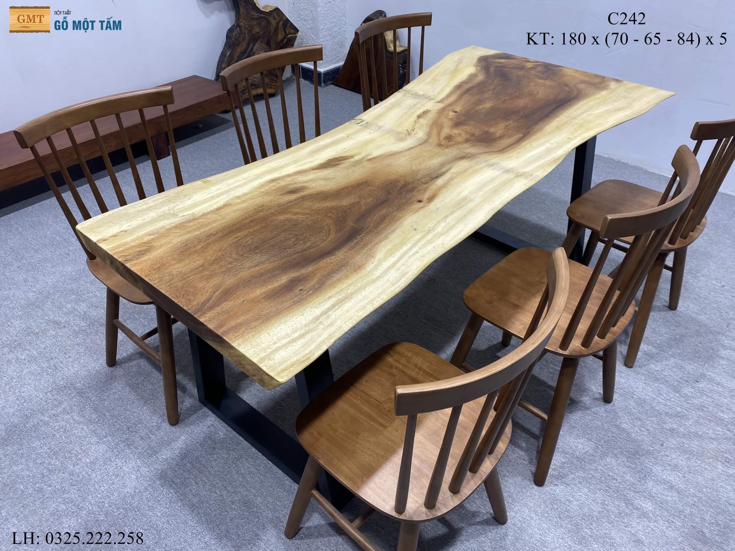 Bàn Sân Vườn Gỗ Me Tây, Bàn Cafe Gỗ Me Tây, Bàn Gỗ Me Tây Nguyên Tấm Dài 1,8m Rộng 84cm Dày 5cm