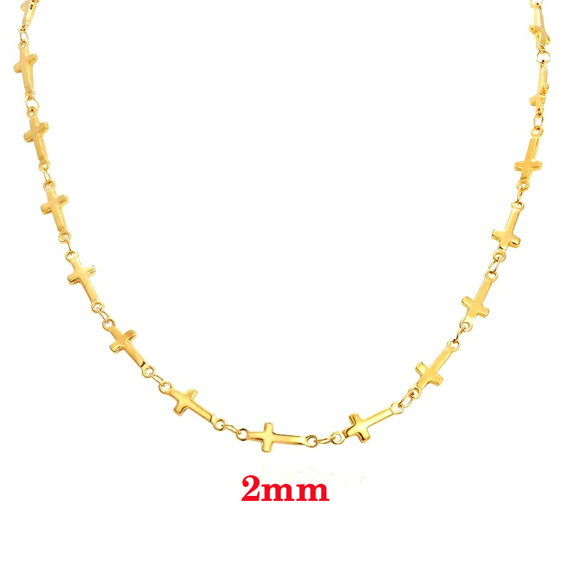 Dây chuyền inox kiểu chuỗi thánh giá 2mm mạ vàng sáng đẹp, sang trọng, đẳng cấp vô cùng