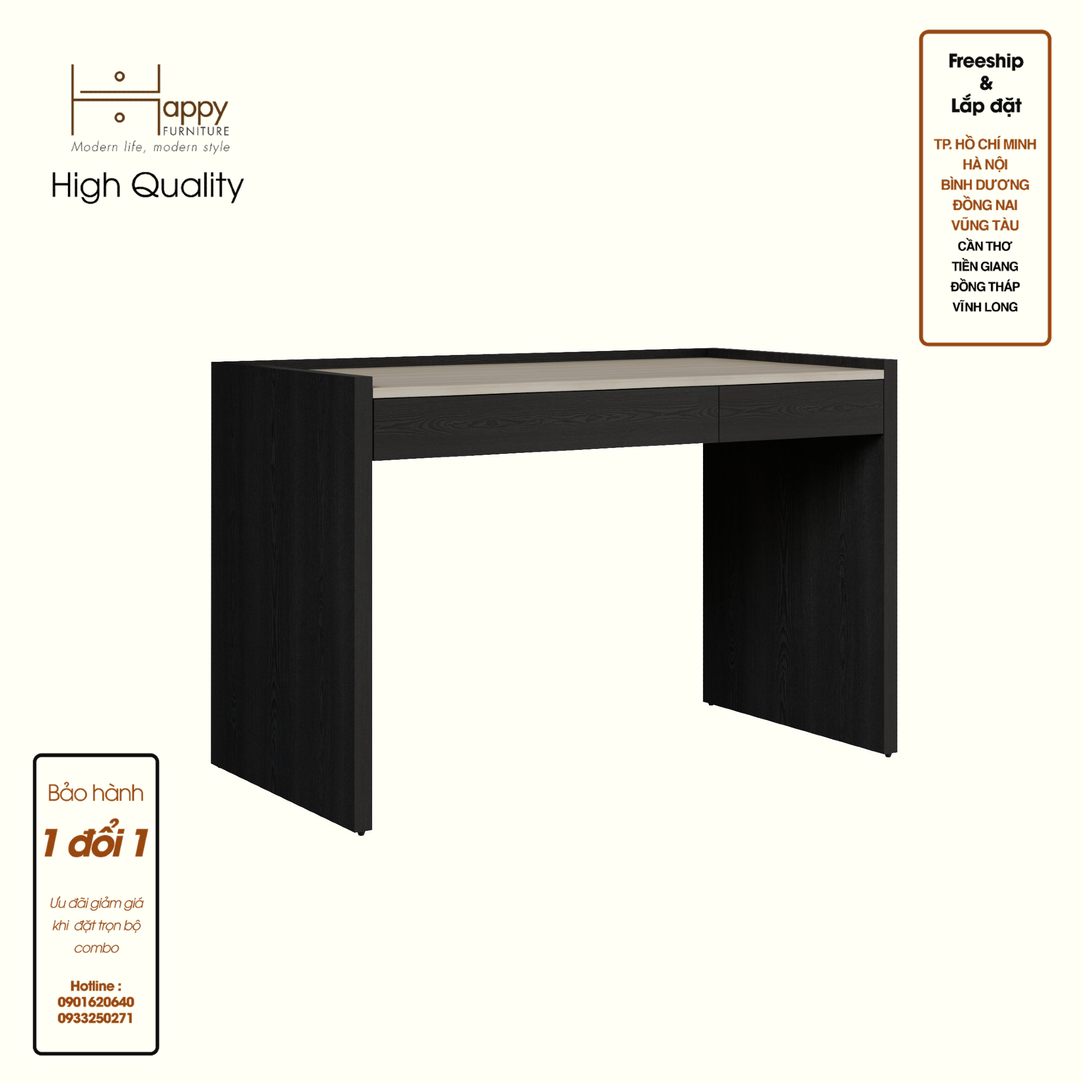 [Happy Home Furniture] VIGGO, Bàn làm việc 2 ngăn kéo, 120cm x 59cm x 77cm ( DxRxC), BAN_088