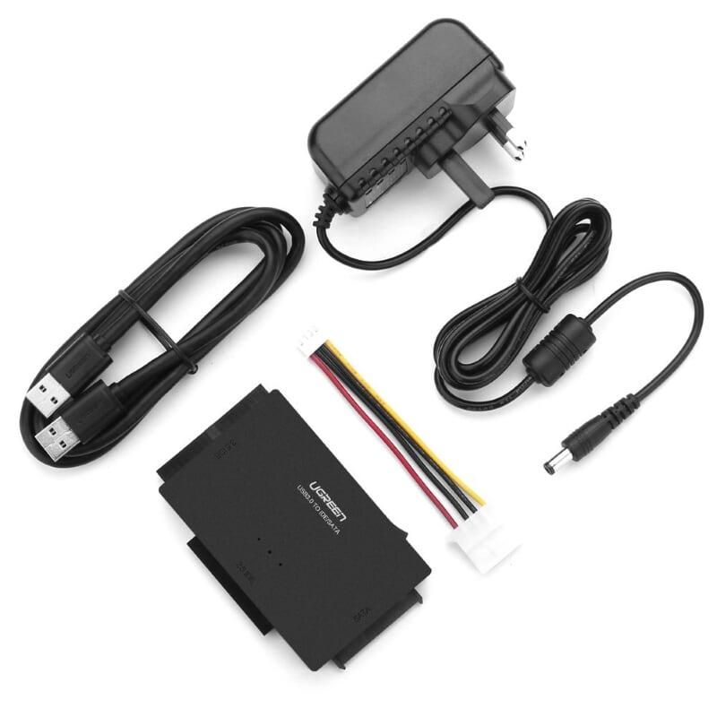 Ugreen UG20676US160TK Màu Đen Bộ chuyển đổi USB 3.0 sang SATA IDE 2.5 + 3.5 hỗ trợ nguồn - HÀNG CHÍNH HÃNG