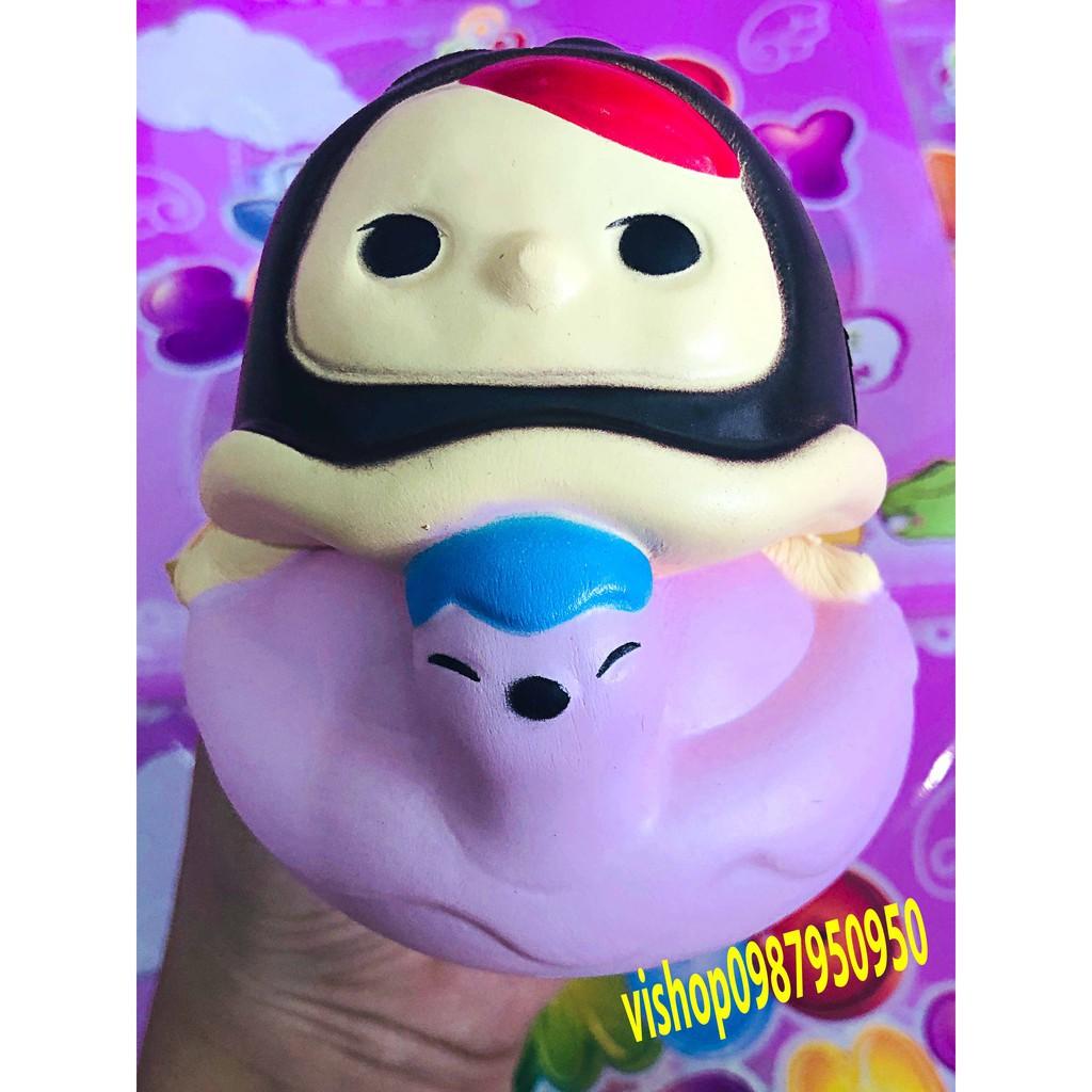 ĐỒ CHƠI SQUISHY  CÔ GÁI VỊT TÓC ĐEN VÁY TÍM
