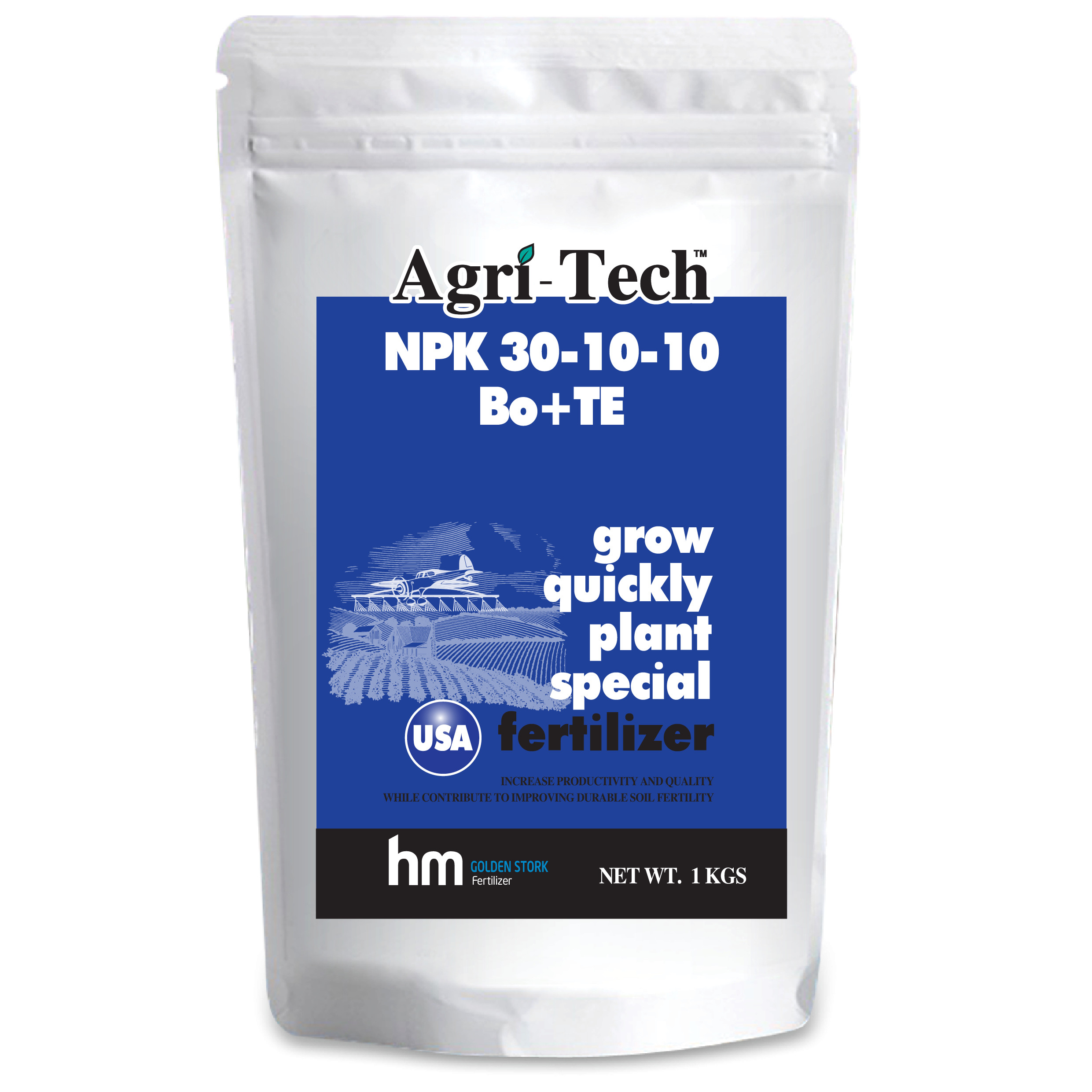 Phân bón hỗn hợp Agri-Tech NPK 30-10-10+TE 1Kg