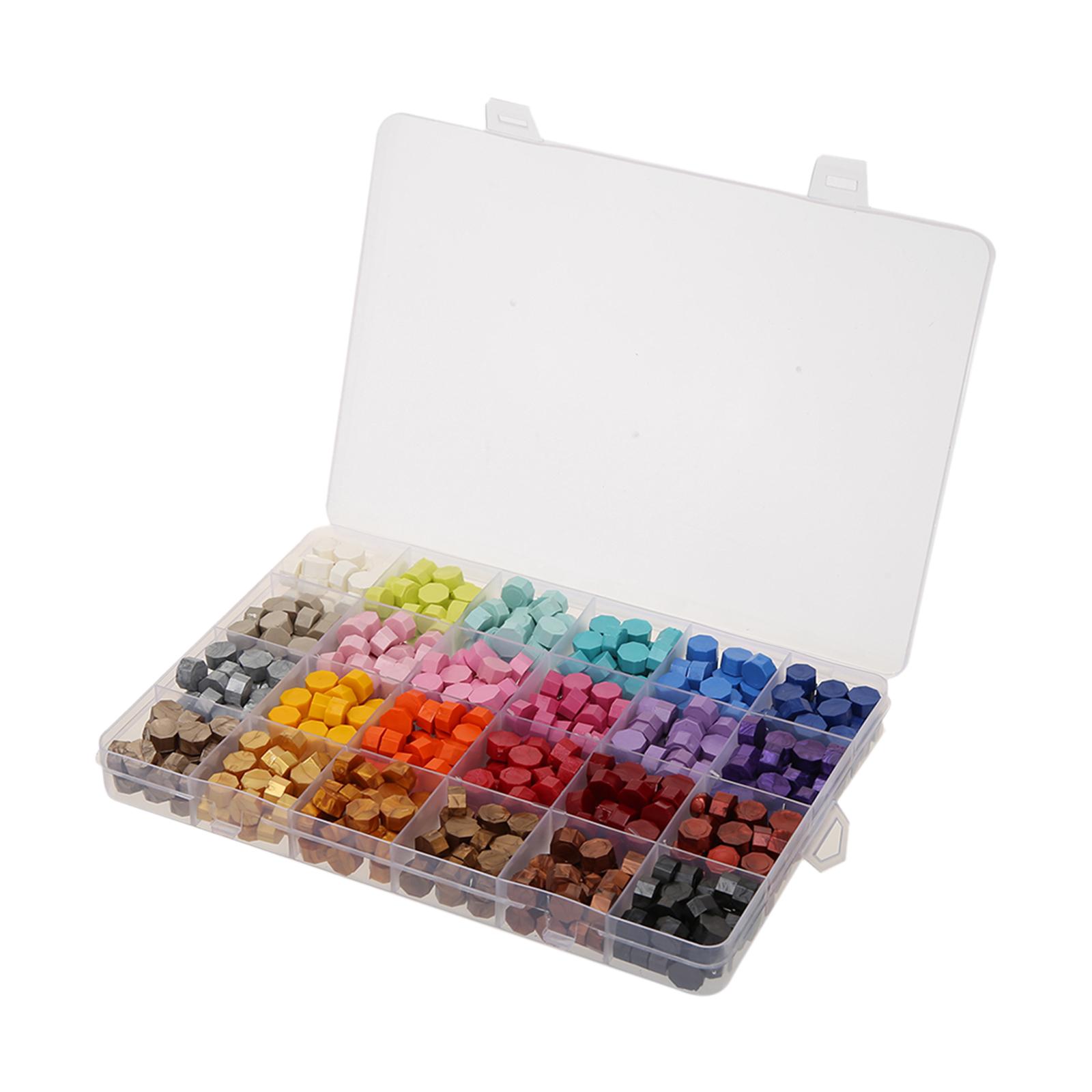 200/600pcs Octagonal Sealing Wax Beads Premium Letters Honeycomb Cards Wax Seal Pills Postage Postcards Gift Decoration Making Seal Nuggets Tablet Box