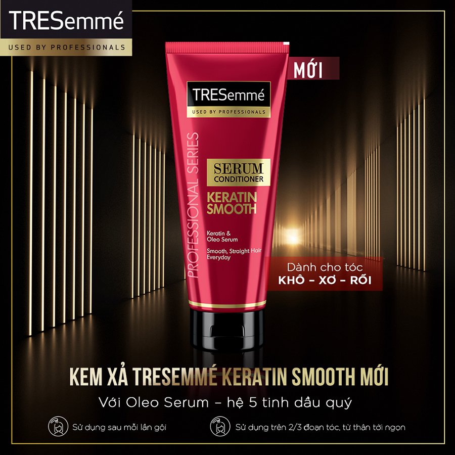 Combo Dầu Gội 640g Và Kem Xả Serum Conditioner 170ml Keratin Smooth Vào Nếp Suôn Mượt