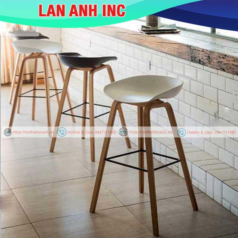 Ghế quầy bar HAY mặt nhựa chân sắt giả vân gỗ sơn tĩnh điện bền đẹp LA-GB08