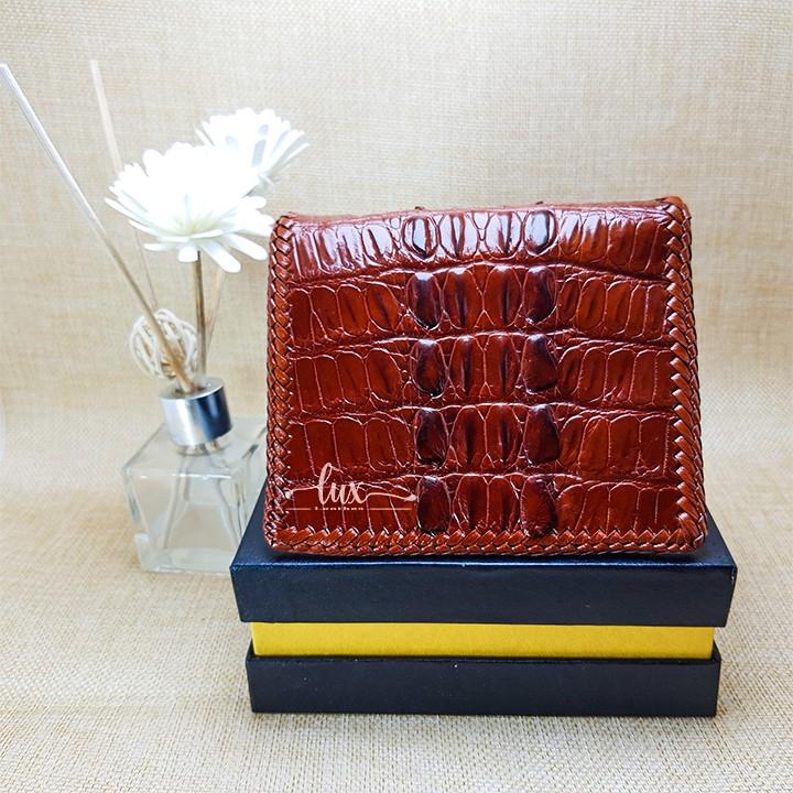 Ví Nam Da Cá Sấu LuxLeather LM1101 Đan viền thủ công - Một mặt - Kiểu Đứng- Da đuôi