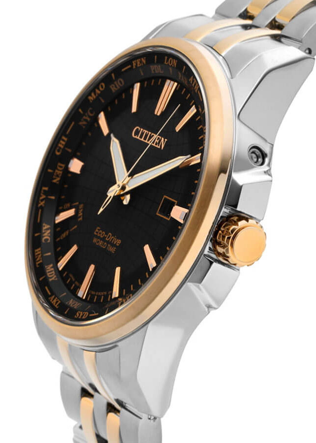Đồng Hồ Nam Citizen World Time Eco-Drive BX1006-85E - Dây Kim Loại - Kính Sapphire - Mặt Đen