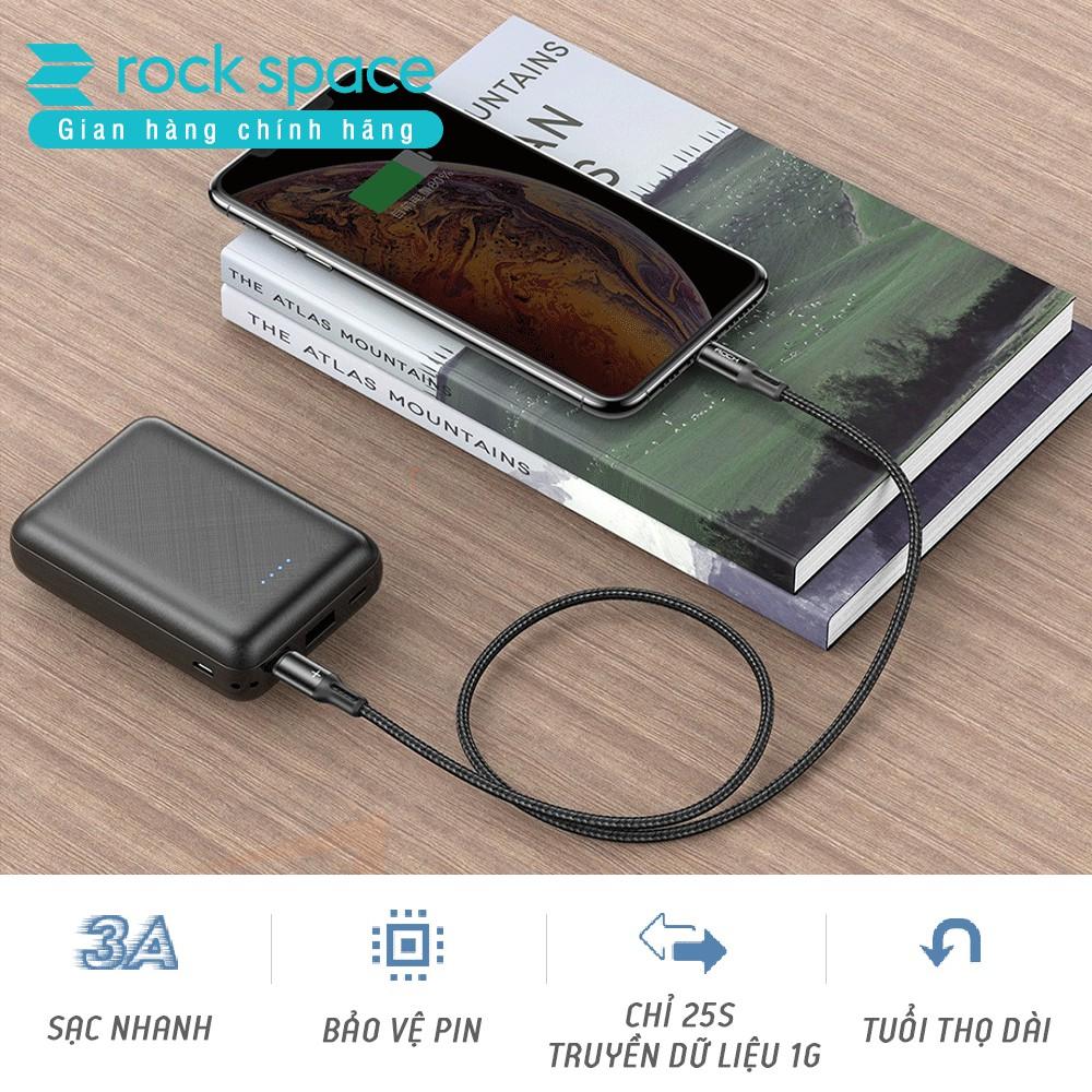Dây Sạc Rockspace R2 dành cho Iphone sạc nhanh PD 18W ,dây dù - Hàng chính hãng
