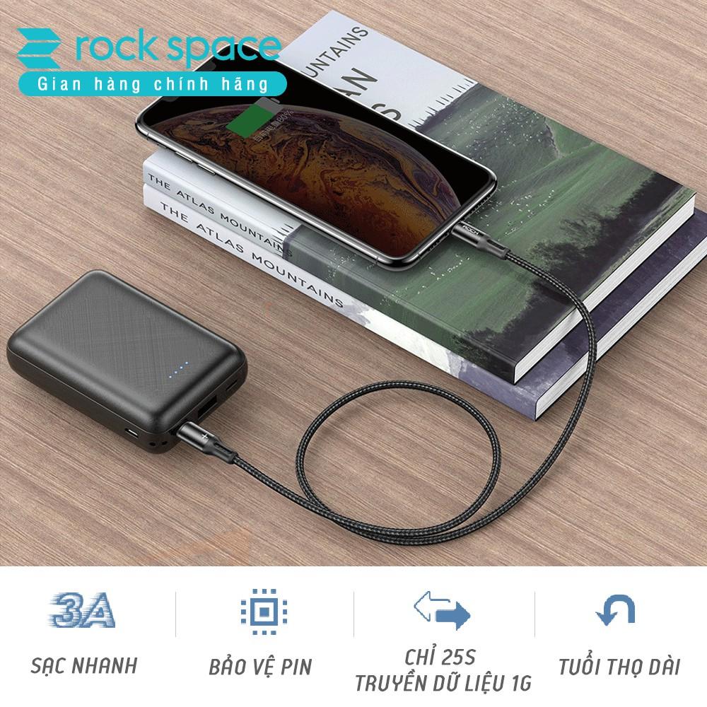 Dây Sạc Rockspace R2 dành cho Iphone sạc nhanh PD 18W ,dây dù - Hàng chính hãng