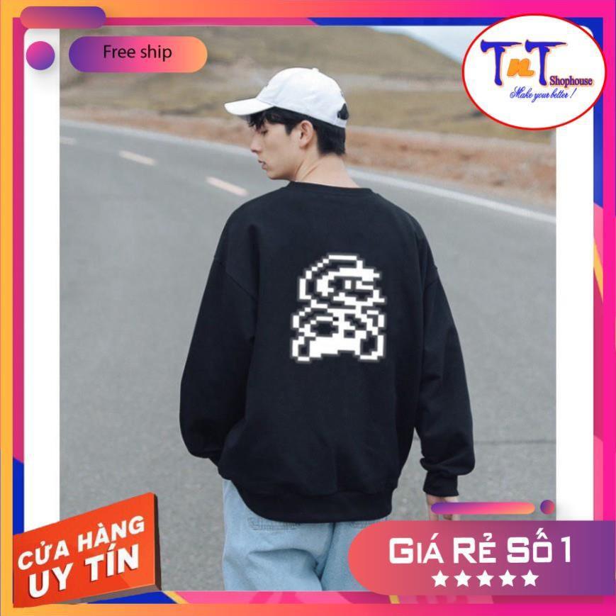 AS10 Áo Sweater Unisex ️/Áo nỉ Ulzzang phản quang unisex dài tay nam nữ - Mario