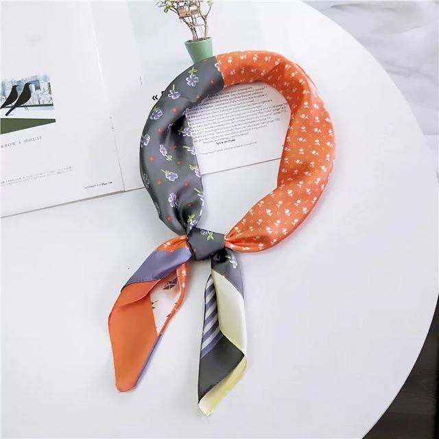 Khăn turban lụa vuông cao cấp choàng cổ size 70x70cm thanh lịch đa năng dùng làm áo yếm in hoa