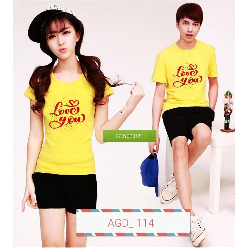 Áo thun phối chữ LOVE YOU - MÃ AGD 114