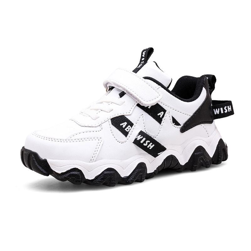 Trẻ em đi bộ sneakers đi bộ giày chạy bộ giày cho bé trai MỚI thời trang mùa xuân da trẻ em thoải mái giày thể thao thoải mái ngoài trời Color: White Shoe Size: 33