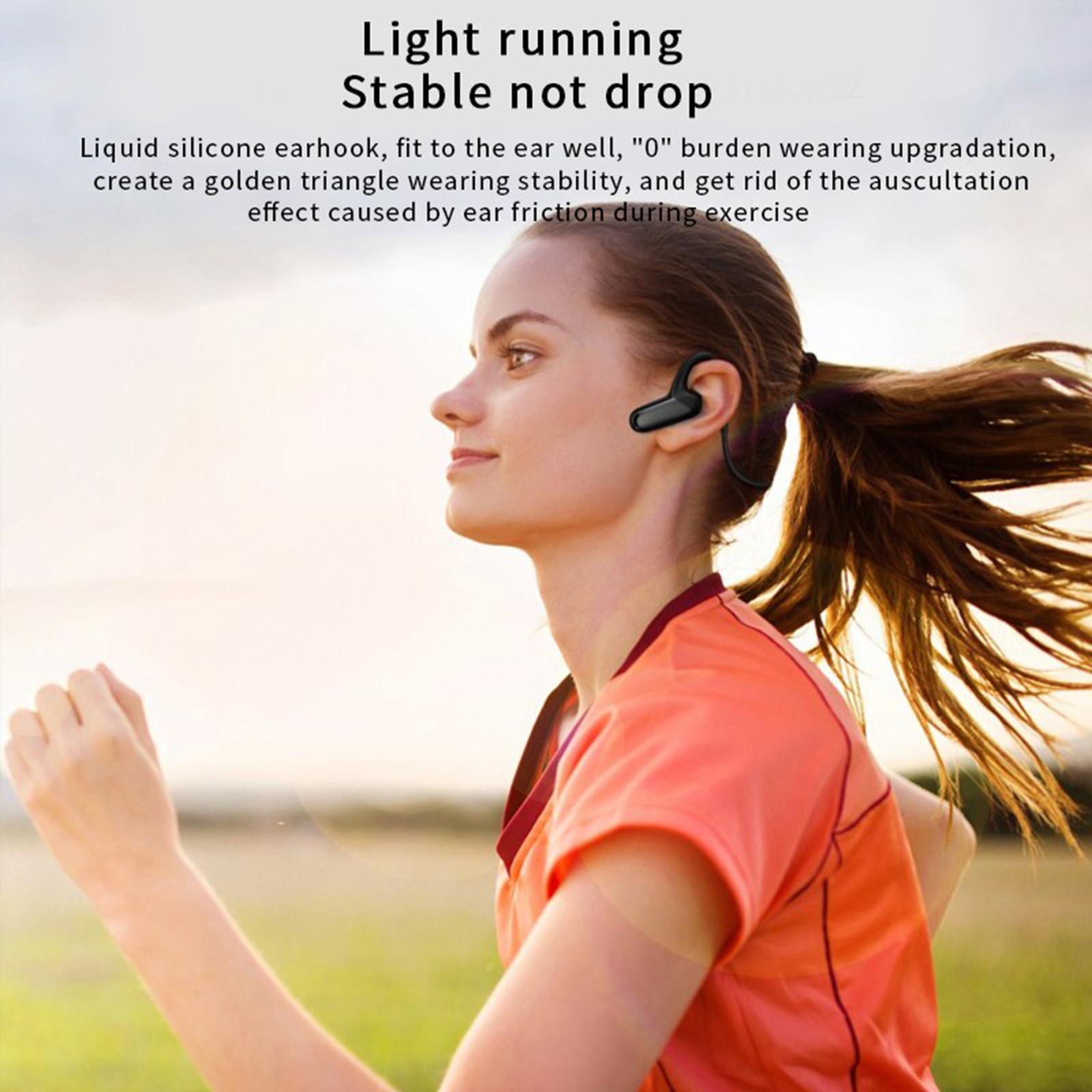 Handsfree Bluetooth Headset Open Ear Stereo Sports Wireless Earphones Black