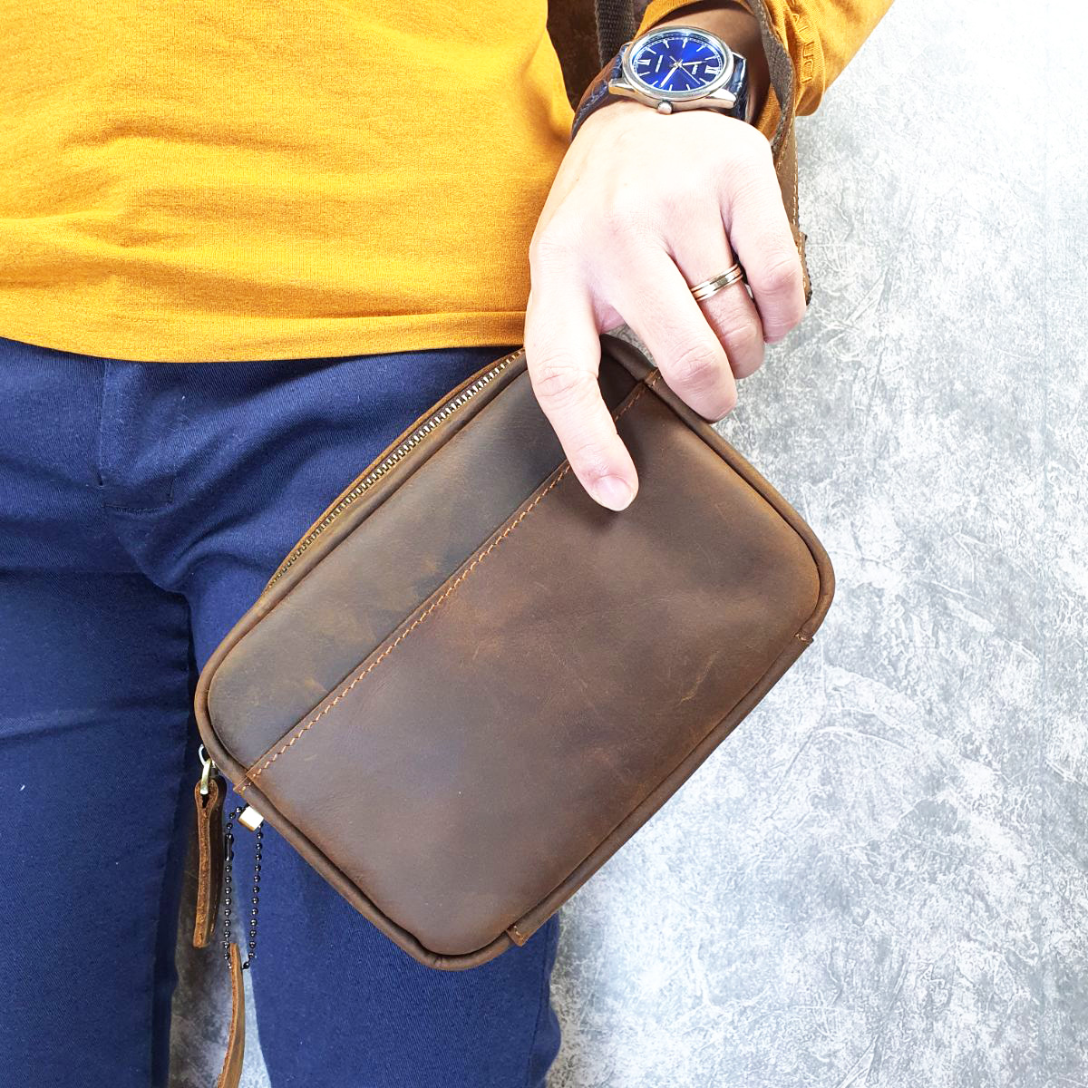 Túi đeo chéo clutch cầm tay da bò sáp TD118 - BH 3 năm - CAM KẾT HÀNG Y ẢNH CHỤP