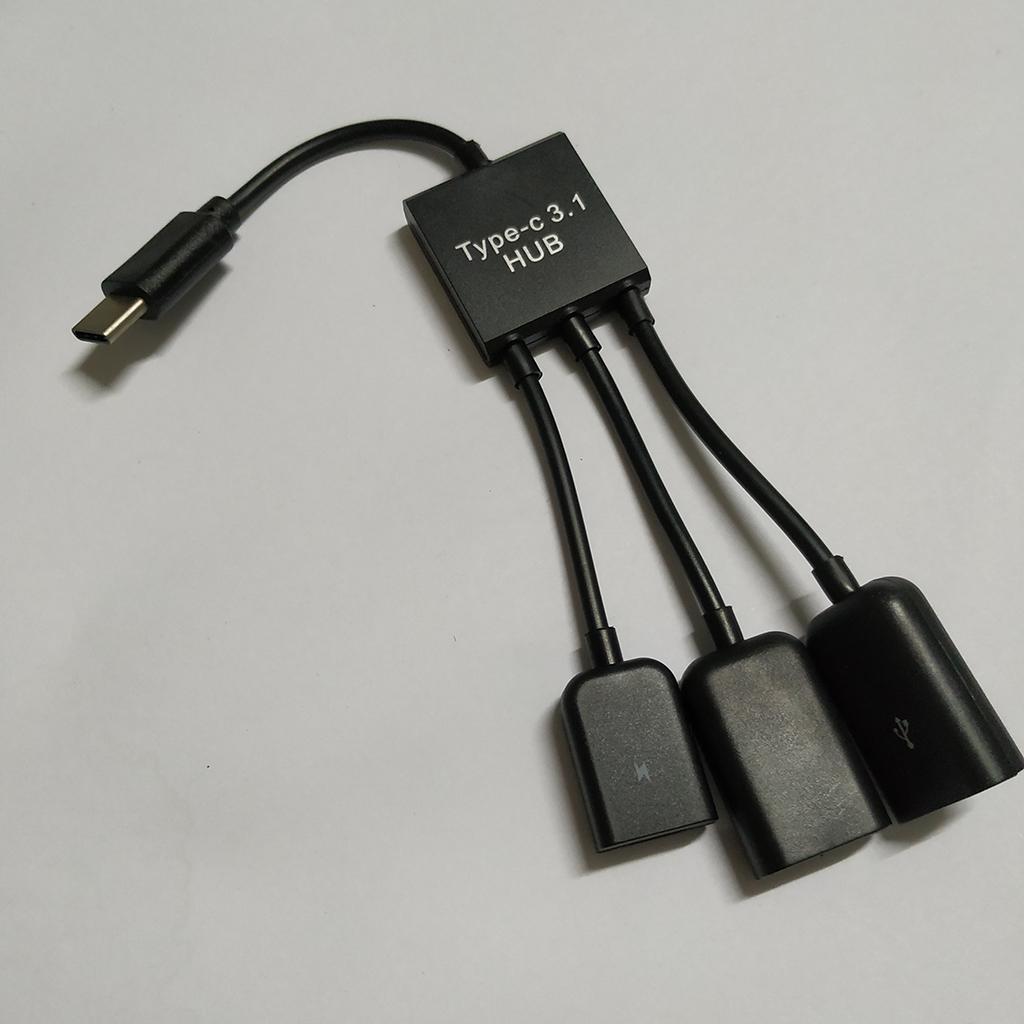 2-3pack 3 in 1 USB C Type C OTG Host Cable Hub Cord Adapter Splitter Connector