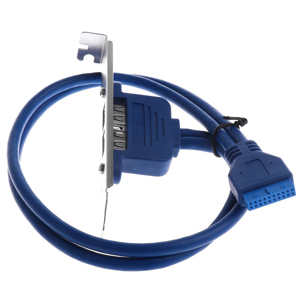 2Port USB3.0 Female to Motherboard 20-Pin Cable with Back Slot Bracket
