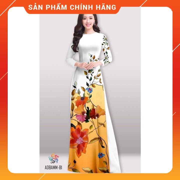 Áo dài may sẵn giá rẻ in hoa 3d sắc nét