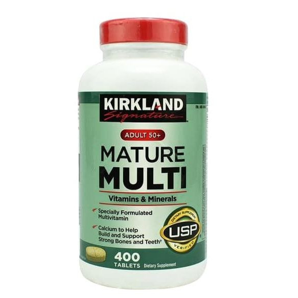 Viên uống Vitamin tổng hợp Kirkland Mature Multi Adult 50+ Hộp 400v của Mỹ dành cho nam, nữ trên 50 tuổi, Tăng cường miễn dịch, phòng các bệnh lây nhiễm, bệnh do virus, vi khuẩn 