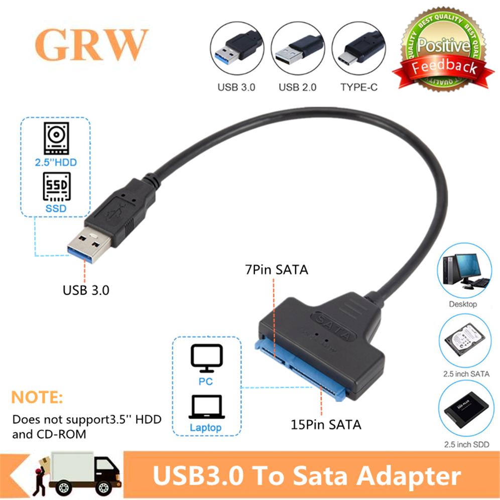 GRWIBEO USB SATA 3 Cáp SATA sang bộ chuyển đổi USB3.0 lên đến 6 Gbps hỗ trợ 2.5 inch ổ cứng SSD ngoài