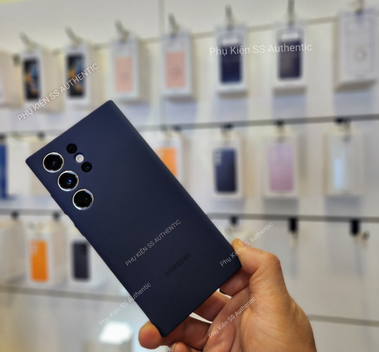 Ốp Samsung Silicone S23 Ultra màu Xanh Navy - Hàng chính hãng