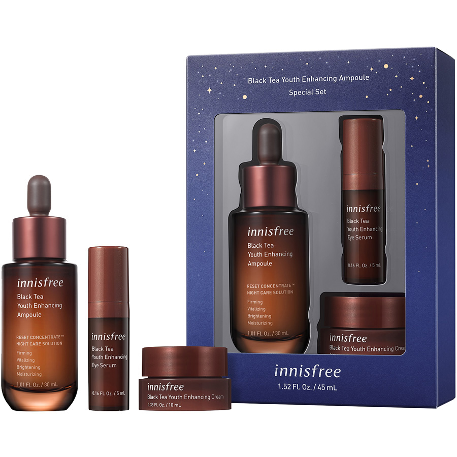 Bộ Dưỡng Phục Hồi Da Và Chống Lão Hóa Trà Đen Innisfree Black Tea Youth Enhancing Ampoule Special Set - 131172999