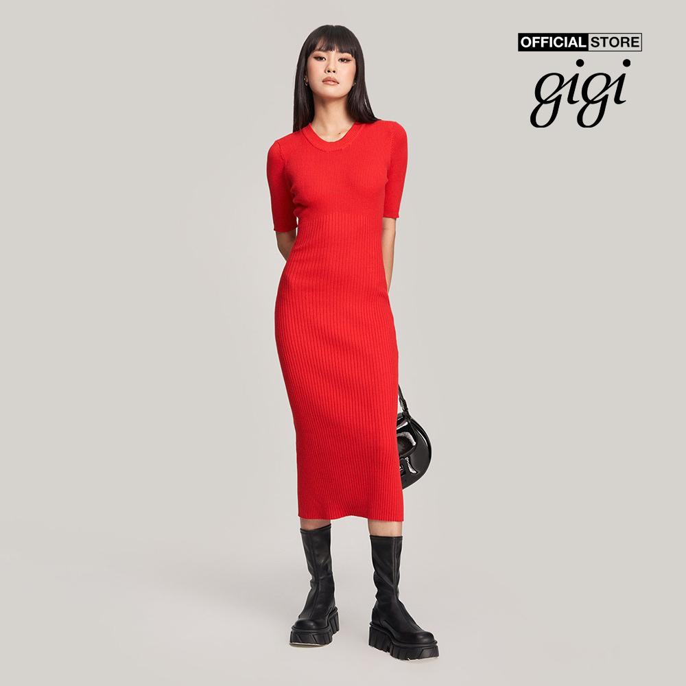 GIGI - Đầm body midi tay ngắn cổ tròn hiện đại G2106K222701