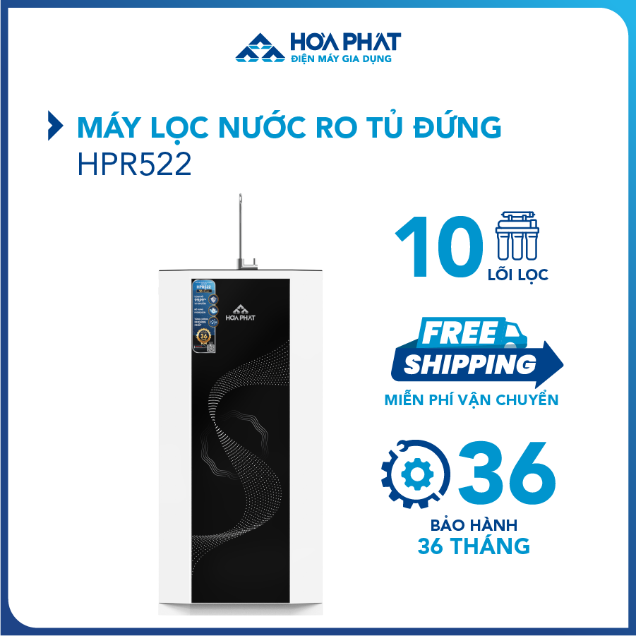 Máy lọc nước RO tủ đứng Hòa Phát HPR522 - Bảo hành linh kiện đến 36 tháng - Hàng chính hãng