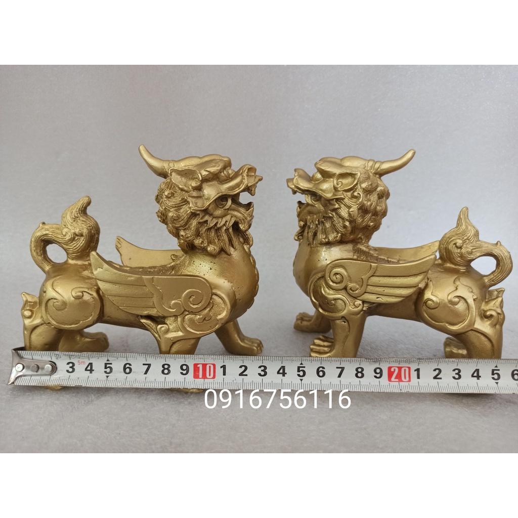 Đôi Tỳ hưu bằng đồng cỡ trung, tỳ hưu phong thủy chiêu Tài hút Lộc NHƯ Ý