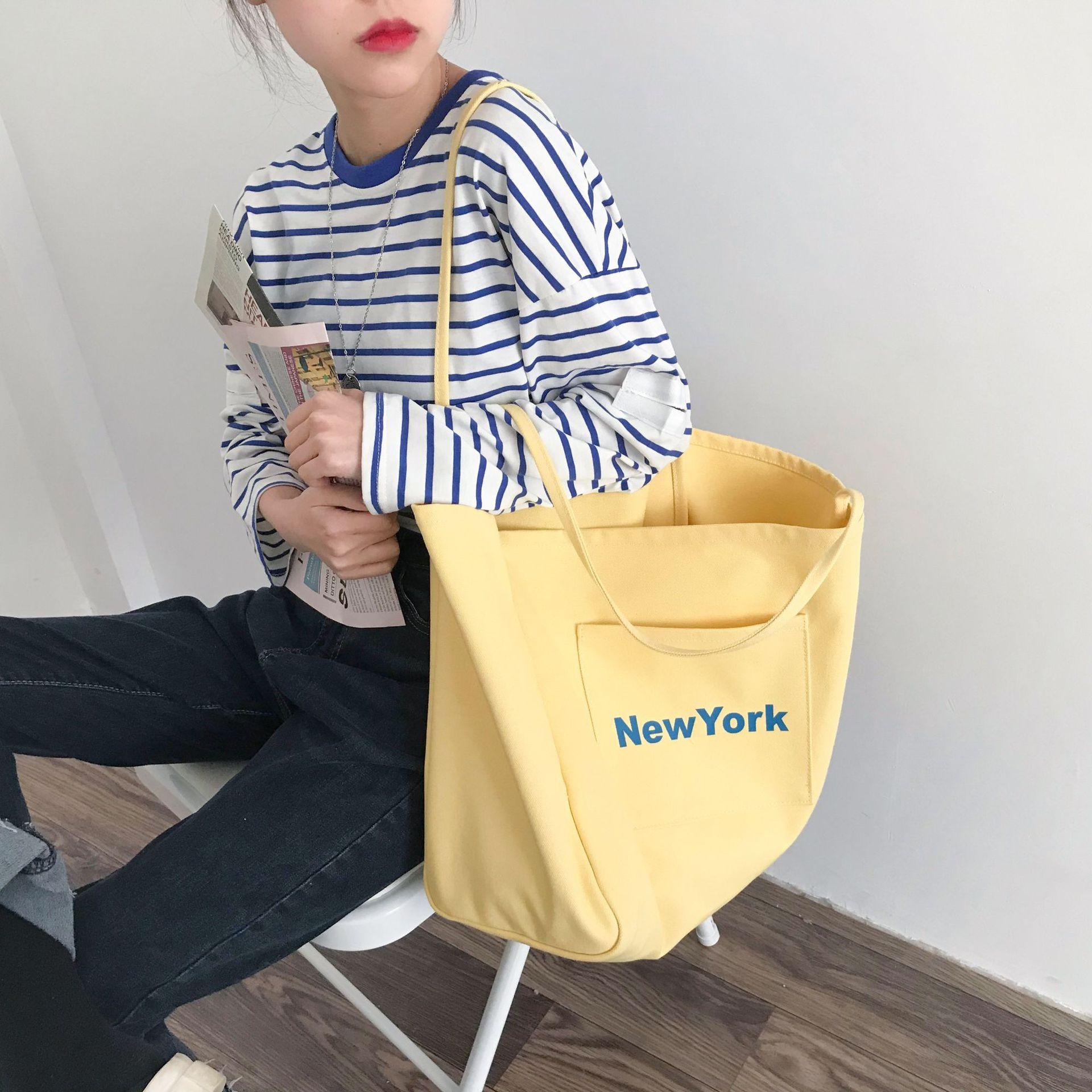 Hylhexyr Đeo Vai Nữ Túi Xách Tay Công Suất Lớn Thường Ngày Hobo Túi Chữ Schoolbag Đơn Giản Vải Shop Túi Tote