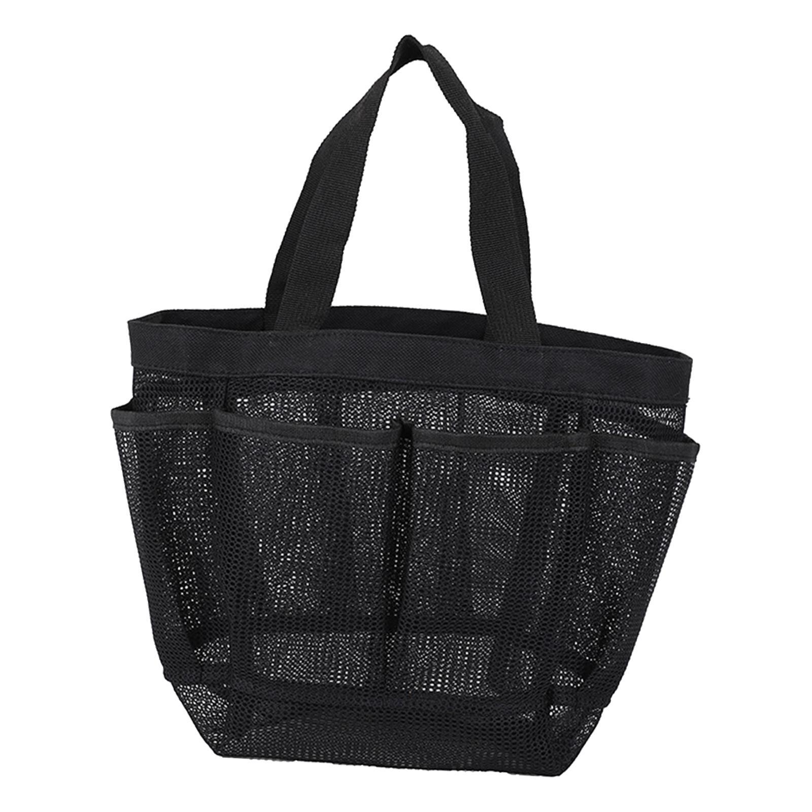 Mesh Showering Caddy Basket Bag Tote Pouch Storage Makeup Brush Women Black