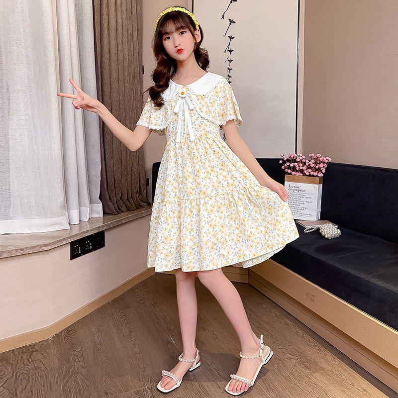 DONGSHOP Cô gái mảnh hoa đầm mùa hè mỏng bé váy trẻ em 2023 trẻ em ăn mặc cô gái tây váy công chúa