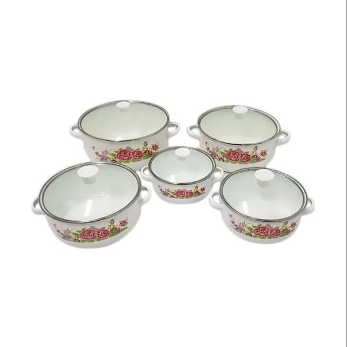 Bộ 5 nồi thép carbon tráng men đáy từ cao cấp PER002