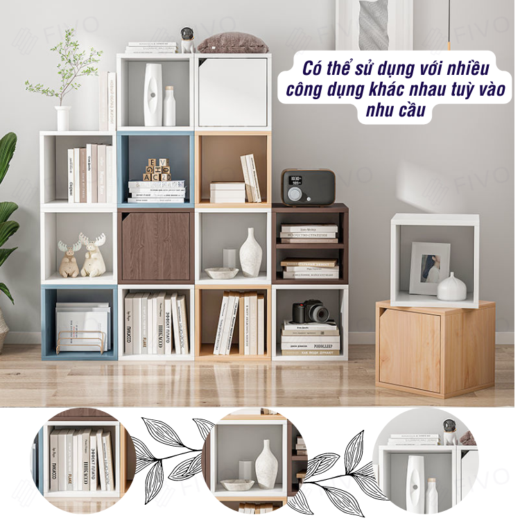 Kệ Sách Gỗ Tổ Ong Đa Năng FIVO FB02 Nhiều Màu Sắc Để Đồ Tiện Lợi (30 x 30 x 30 cm) - Hàng Chính Hãng