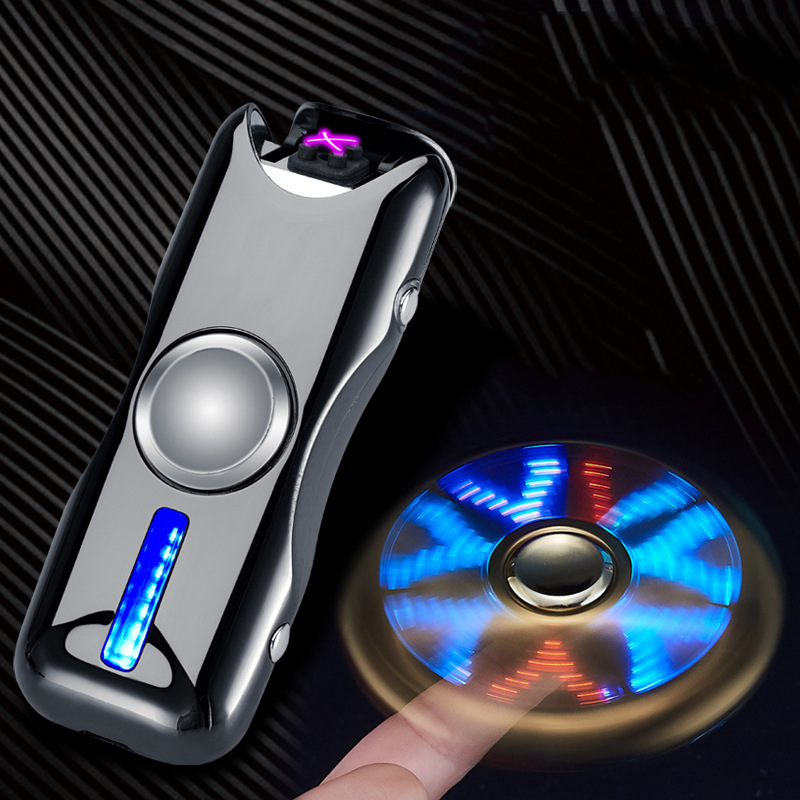 Hộp Quẹt Bật Lửa Hồng Ngoại Sạc Điện Qua Cổng USB Kiểu Dáng Spinner 2 Cánh BD-915 Tạo 18 Hiệu Ứng Đèn Led ( Giao Màu Ngẫu Nhiên )