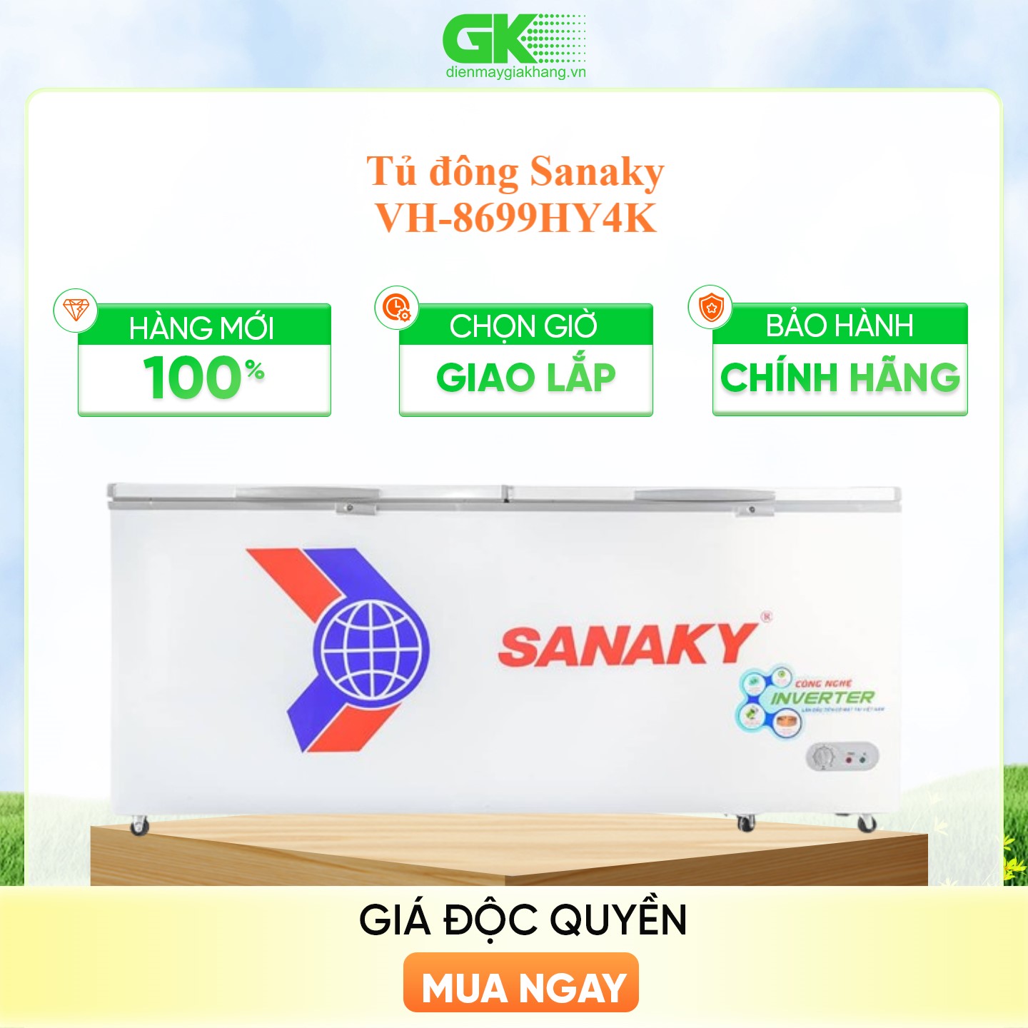 Tủ đông Sanaky VH-8699HY4K Inverter 761 lít 1 ngăn đông - Hàng chính hãng( Chỉ giao HCM)