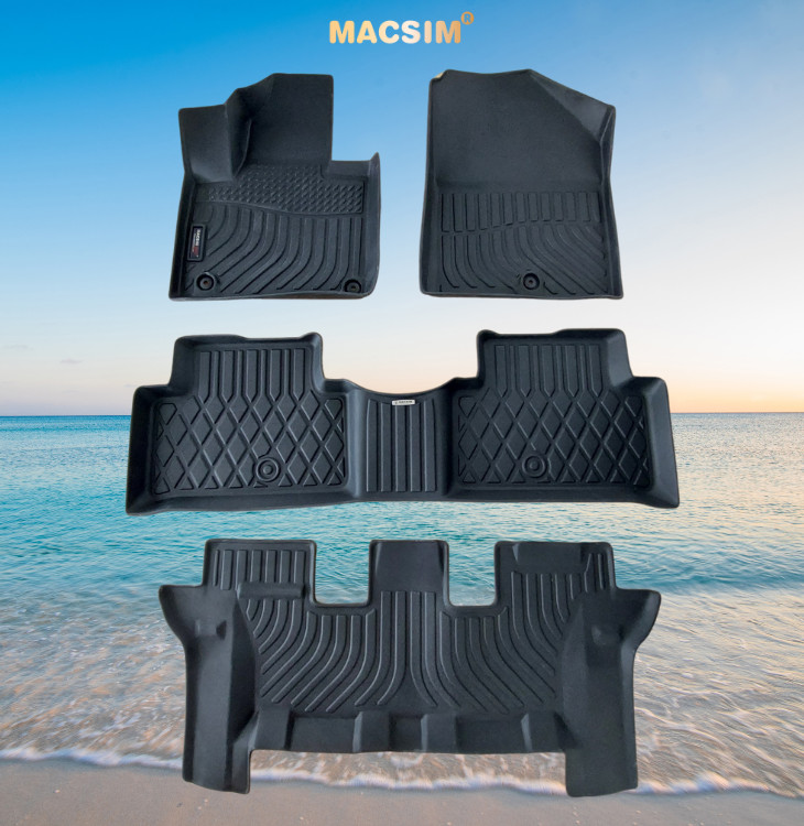 Thảm lót sàn xe ô tô Kia Sorento 2014 - 2020 (3 hàng ghế) Nhãn hiệu Macsim chất liệu nhựa TPE cao cấp màu đen