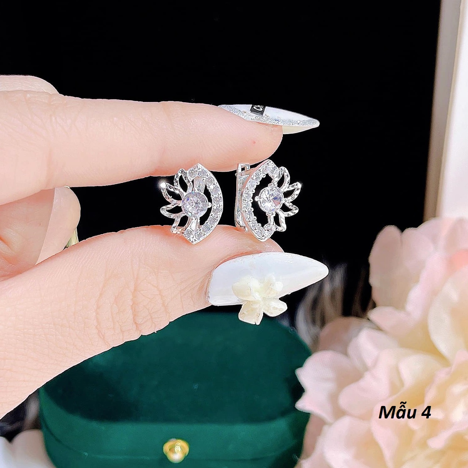 Bông tai bạc thời trang khoá bấm chất liệu bạc s925 MS068a