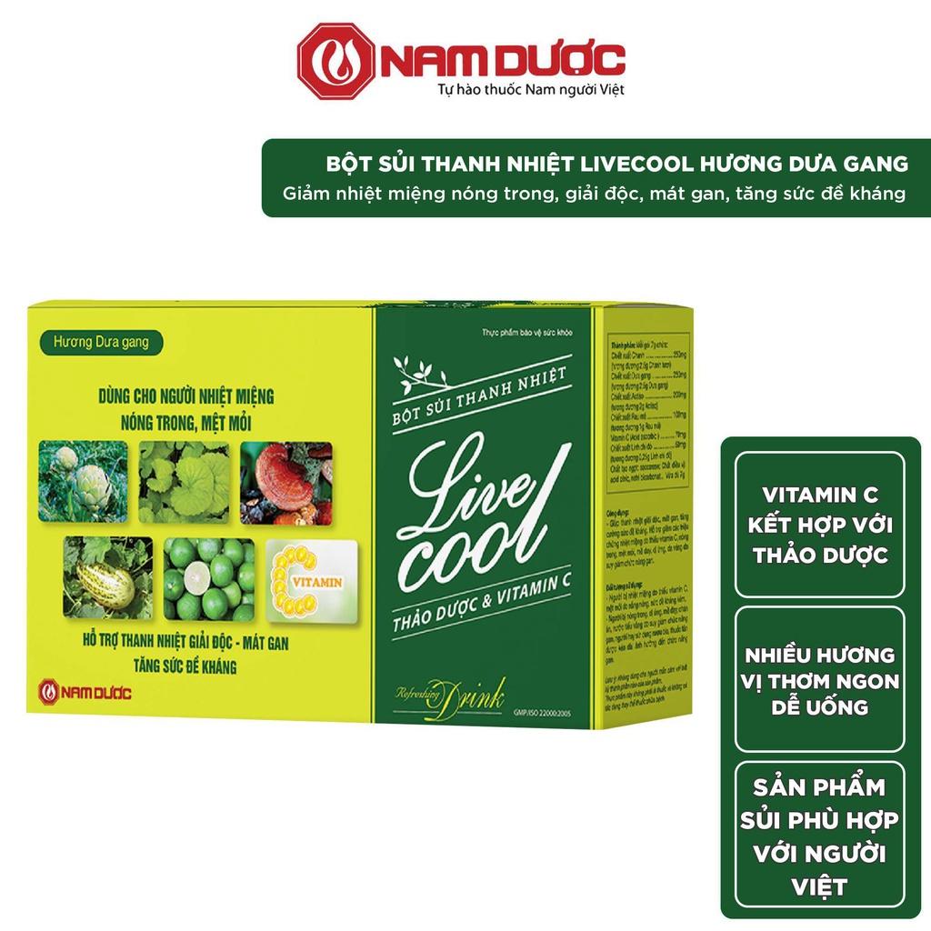 Bột sủi thanh nhiệt Livecool Nam Dược hương dưa gang hỗ trợ giảm nhiệt miệng nóng trong, mát gan, tăng đề kháng